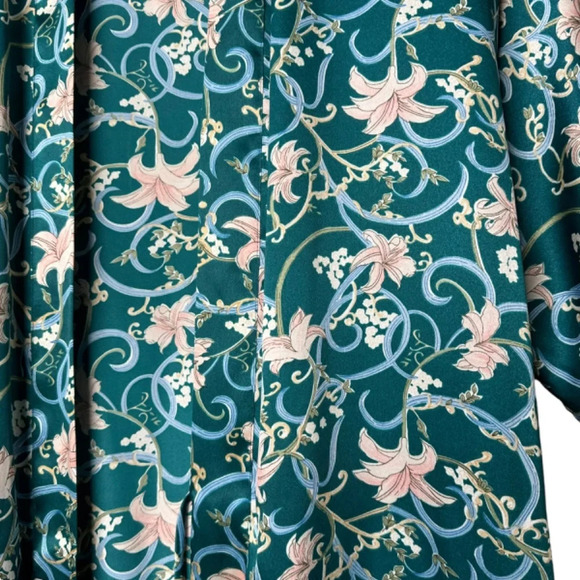 2 Piece Set Frederick's of Hollywood Babydoll Robe Size Small Lily Teal Satin - Picture 5 of 11